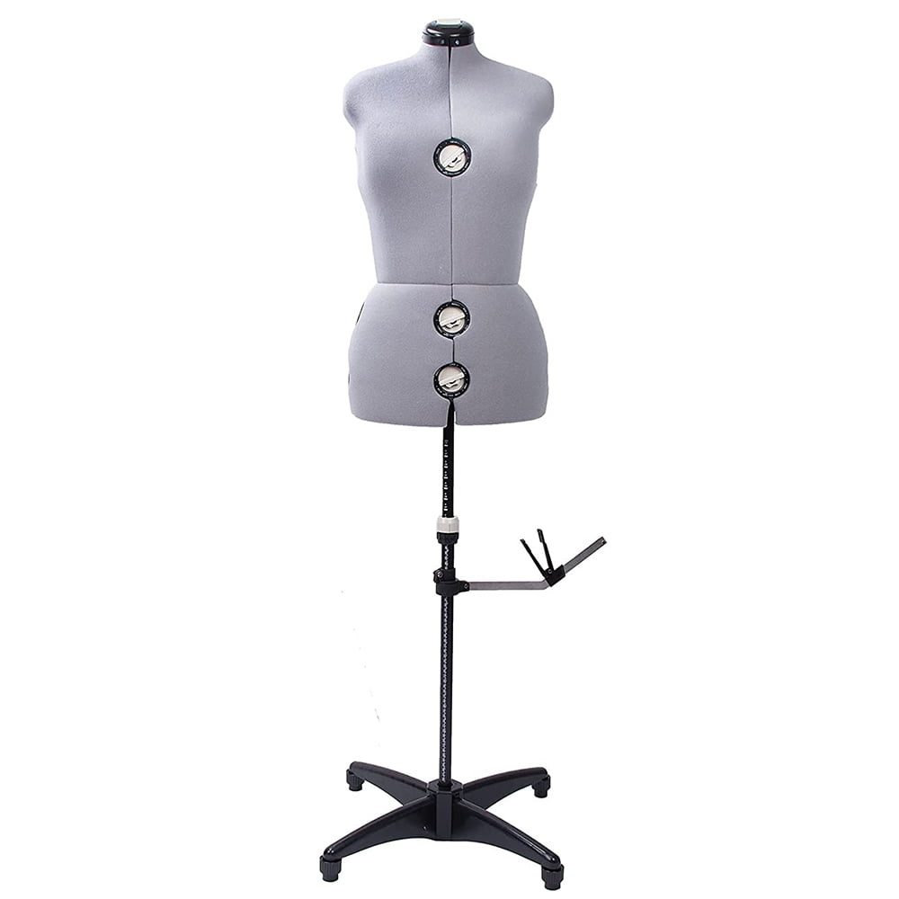 GEX Worldwide 70'' Gray Female Fabric Adjustable Mannequin Dress Form for Sewing Women's Mannequin Body Torso with Stand Medium