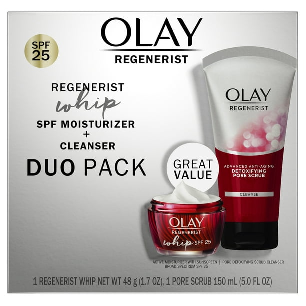 Olay Regenerist Whip Duo Pack, Cleanser 5.0 fl oz, Moisturizer 1.7 oz