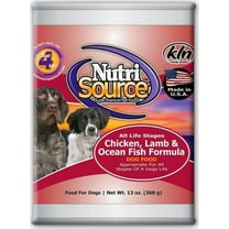 NutriSource Adult Chicken, Lamb and Ocean Fish Canned Dog Food 13- Oz Cans, Case of 12