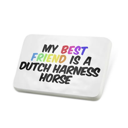 Porcelein Pin My best Friend a Dutch harness Horse Lapel Badge –