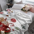 thumbnail image 3 of Christmas Red Coffee Gingerbread Man Throw Flannel Blanket 50x60In Candy Pine Branch Super Soft Cozy Bed Blanket, Lightweight Plush Fuzzy Bed Throw for Bedroom Sofa Couch Living Room, 3 of 4