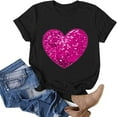 thumbnail image 1 of TIMIFIS T-Shirts de la Saint-Valentin pour Femmes, Manches Courtes, Col Rond, Mode, Imprimé Cœur d'Amour, 1 of 4