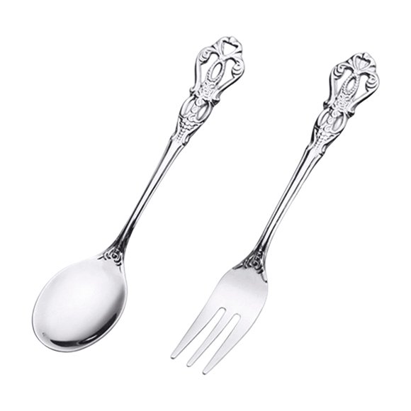 Stainless Steel Fork and Spoon Set Mirror Polished Dishwasher Safe 2-Piece Kitchen Utensil Set for Home Dining