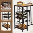 thumbnail image 3 of 3-Piece Retro Brown 47 Inch Counter Height Bar Dining Set for 2, High Top Table with Wine Rack & Storage Shelf, Upholstered Chairs for Kitchen, Apartment and Small Spaces, 3 of 6