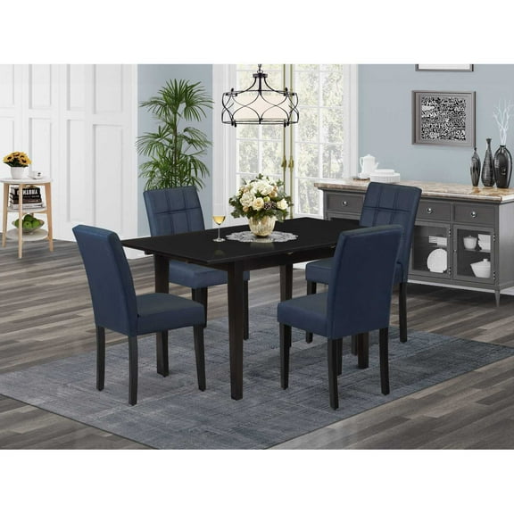 5 Piece Dinette Set - Kitchen Table with Chairs, Modern Dining Room Set, Black & Navy Blue