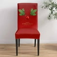 thumbnail image 4 of Dining Room Chair Covers, Merry Christmas and Happy New Year Reindeer Ball Pine Branch Leaves Winter Red Stretch Parsons Chair Slipcovers Removable Kitchen Chair Protector Cover， Set of 4, 4 of 6