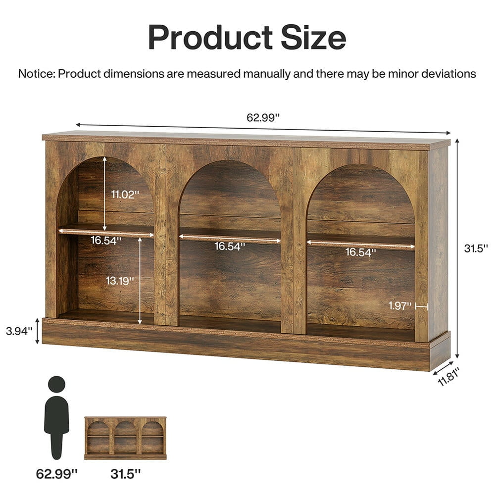 Topcobe 63" Console Table, Farmhouse Entryway Table with 3 Tier Storage, Modern Furniture for Indoor, Entryway, Hallway