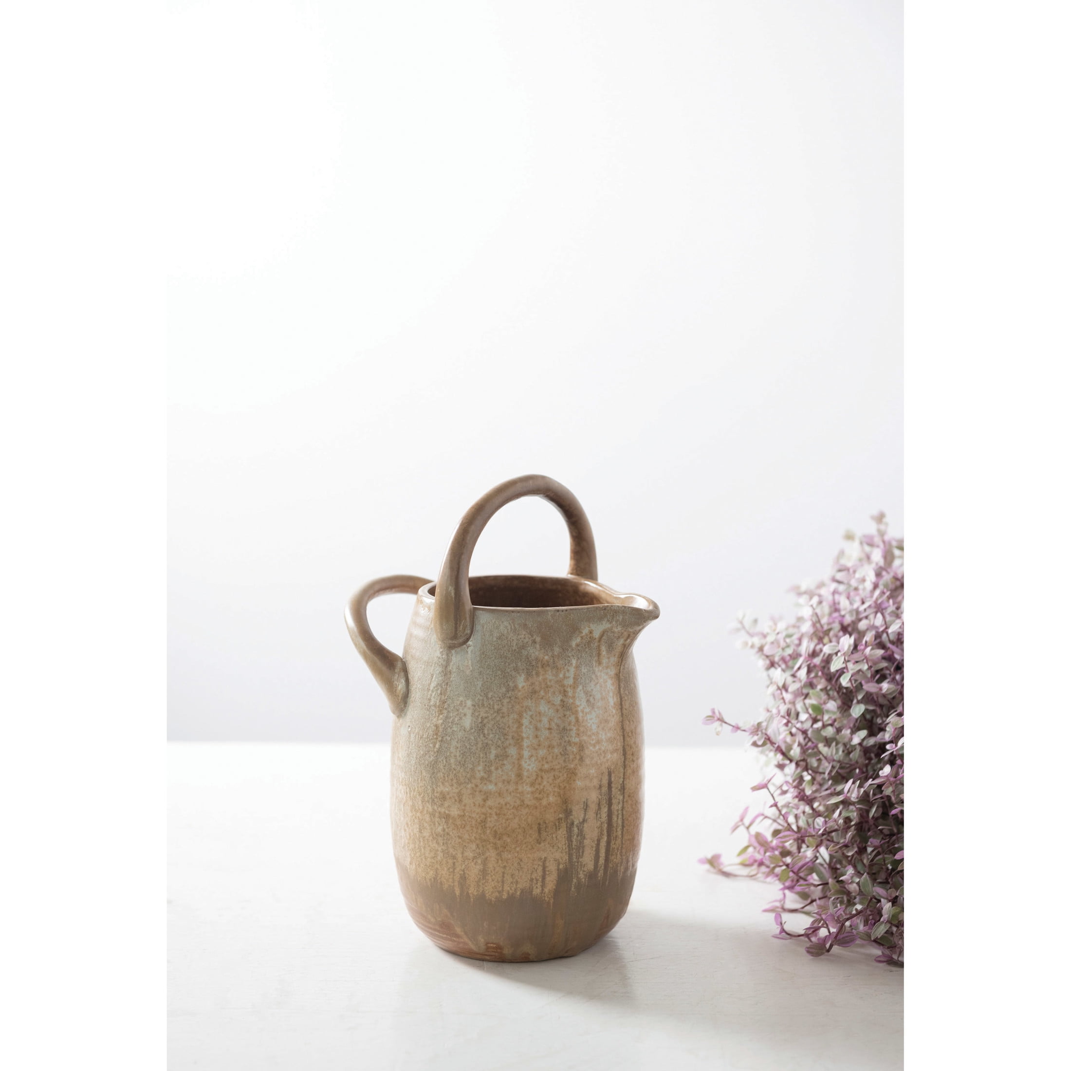 Creative Co-Op Stoneware Watering Pitcher with Handles, Reactive Glaze