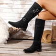 thumbnail image 6 of Wowcloth Women's Suede Pointed Toe Boots with Chunky Heel – Comfortable Buckle Detail Mid-Calf Boots for Autumn Winter Fashion, 6 of 9