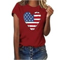 thumbnail image 2 of Fartey Womens American Flag Shirt Independence Day Patriotic T-Shirts Cute USA Flag Heart Graphic Tees 4th of July Short Sleeve Crew Neck Blouses Gifts Clothes Red L, 2 of 4