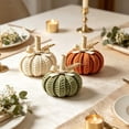 thumbnail image 4 of Cififendec Thanksgiving Knitted Pumpkin Set of 3, 3.94", Hand Woven Fabric Pumpkin Decor for Fireplace Mantel Tabletop Indoor Home Decor, 4 of 6