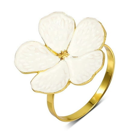 

Napkin Rings 6 Napkin Rings Holders White Flowers Napkin Buckles Elegant Napkin Holders for Dinner Table