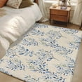 thumbnail image 3 of Area Rug 48×72in, Watercolor Blue Herb Leaves Floor Carpet Living Room Rug, Country Vintage Linen Non-Slip Welcome Mat Indoor Rugs for Bedroom Dining Room, 3 of 9
