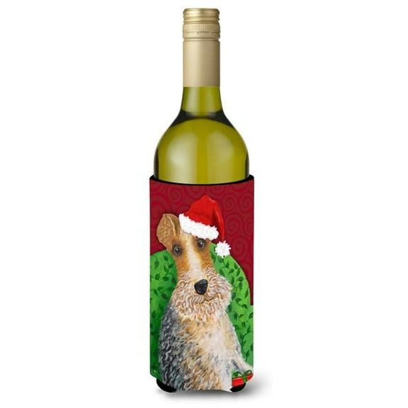 Wire Fox Terrier Christmas Wine Bottle Beverage Insulator Hugger
