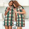 thumbnail image 4 of Fotbe Christmas Snowflakes Plaid Bata de Dormir para Mujer con Estampado, Camisón de Algodón de Manga Corta, Ropa de Dormir Casual, 4 of 6