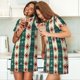thumbnail image 4 of Fotbe Christmas Snowflakes Plaid Bata de Dormir para Mujer con Estampado, Camisón de Algodón de Manga Corta, Ropa de Dormir Casual, 4 of 6