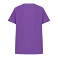 thumbnail image 4 of CFLVAEK Cotton Linen Shirts for Girls Casual Short Sleeve Summer Tshirts Comfy Round Neck T Shirts Solid Color Tops for Teen Girls Purple 7 Years, 4 of 5