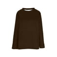 thumbnail image 5 of lcziwo Womens Sherpa Lined Sweatshirts with Kangaroo Pocket Solid Casual Crewneck Pullover Long Sleeve Tops Fleece Warm Loungewear, Brown, M, 5 of 7
