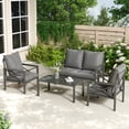 thumbnail image 3 of DELMANGO 2 Pieces Patio Furniture Set, Cushioned Loveseat 2 Seats Sofa Bench with Metal Coffee Table, Grey, 3 of 6