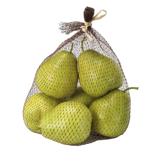 Benzara BM202283 Decorative Artificial Pear in Plastic Net Bag, Green - 6 Piece