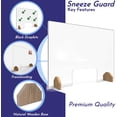 thumbnail image 6 of Sneeze Guard Plexiglass Shield for Counter –3 PACK Wooden Red Oak Bases and Transaction Window – 30 inches Wide by 23 inches Tall, Freestanding Protective Plastic Acrylic Barrier for Countertop Desk, 6 of 6