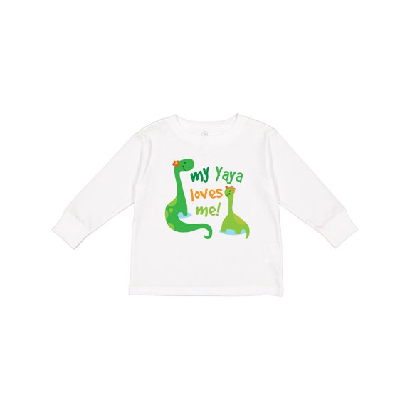 Inktastic My Yaya Loves Me Grandson Dinosaur Boys Long Sleeve Toddler T-Shirt