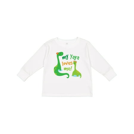 

Inktastic My Yaya Loves Me Grandson Dinosaur Gift Toddler Boy Girl Long Sleeve T-Shirt