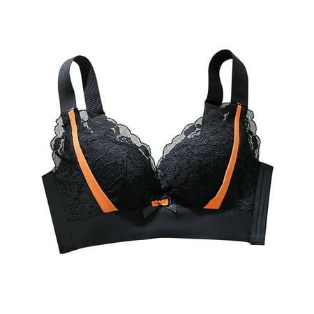 

Women Sexy Lace Bra Push Up Non-Steel Ring Sexy Deep V Neck Splice Color Breathable Adjustable Straps Bra