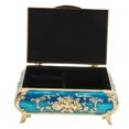 thumbnail image 4 of Vintage Jewelry Box Glossy Exquisite Rust Resistant Rose Relief Design Jewelry Storage Box DecorationGold Blue, 4 of 14