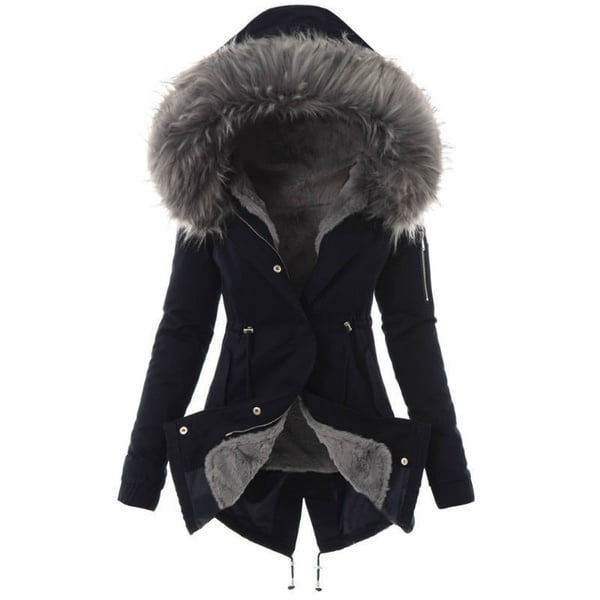 Winter Womens Parka Casual Outwear Military Hooded Coat - Walmart.com