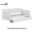thumbnail image 5 of Bellemave Modern Twin Daybed with Storage Drawers Sturdy Wood Bed Frame Sofa Bed with Backrest and Armrest Storage Daybed Sofa Couch for Living Room or Bedroom, White, 5 of 10