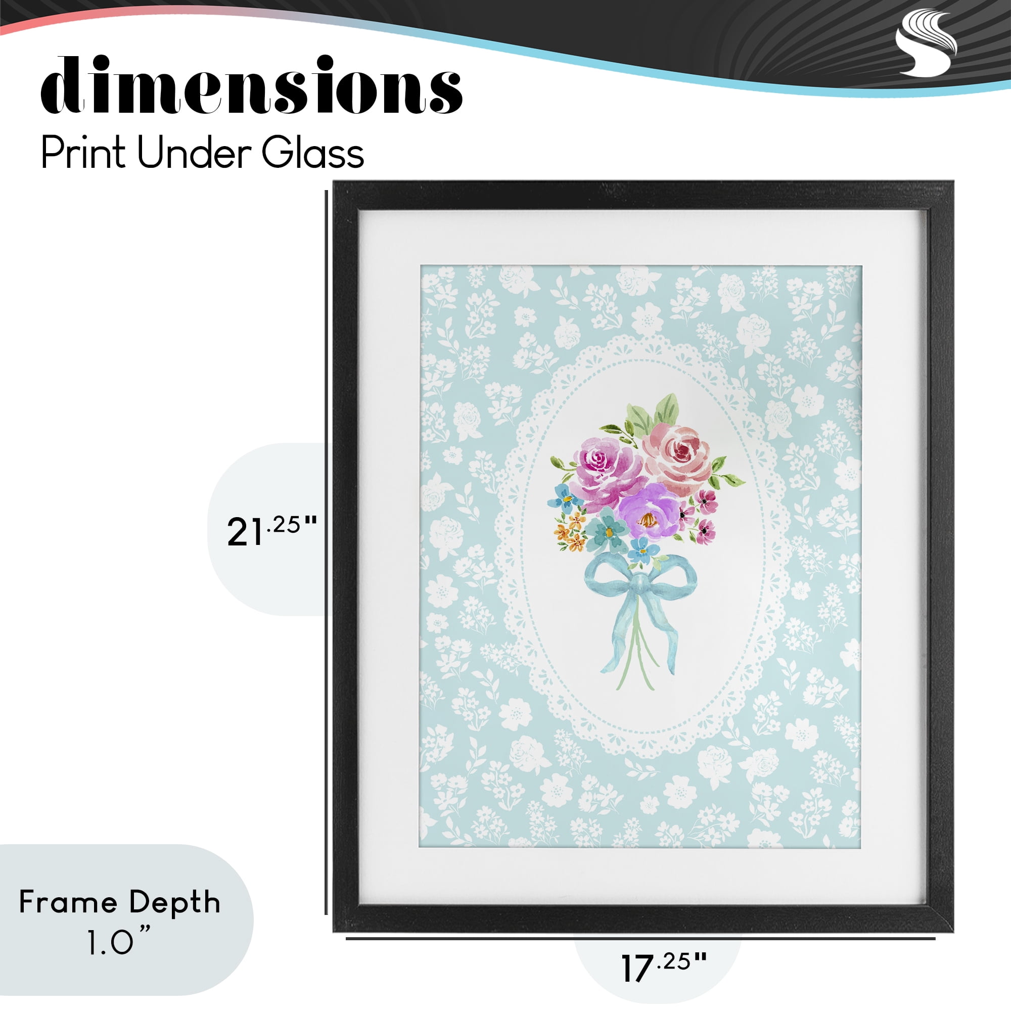 Stupell Industries Aqua Feminine Bouquet Black Framed Print Under Glass, design by Corinne Haig