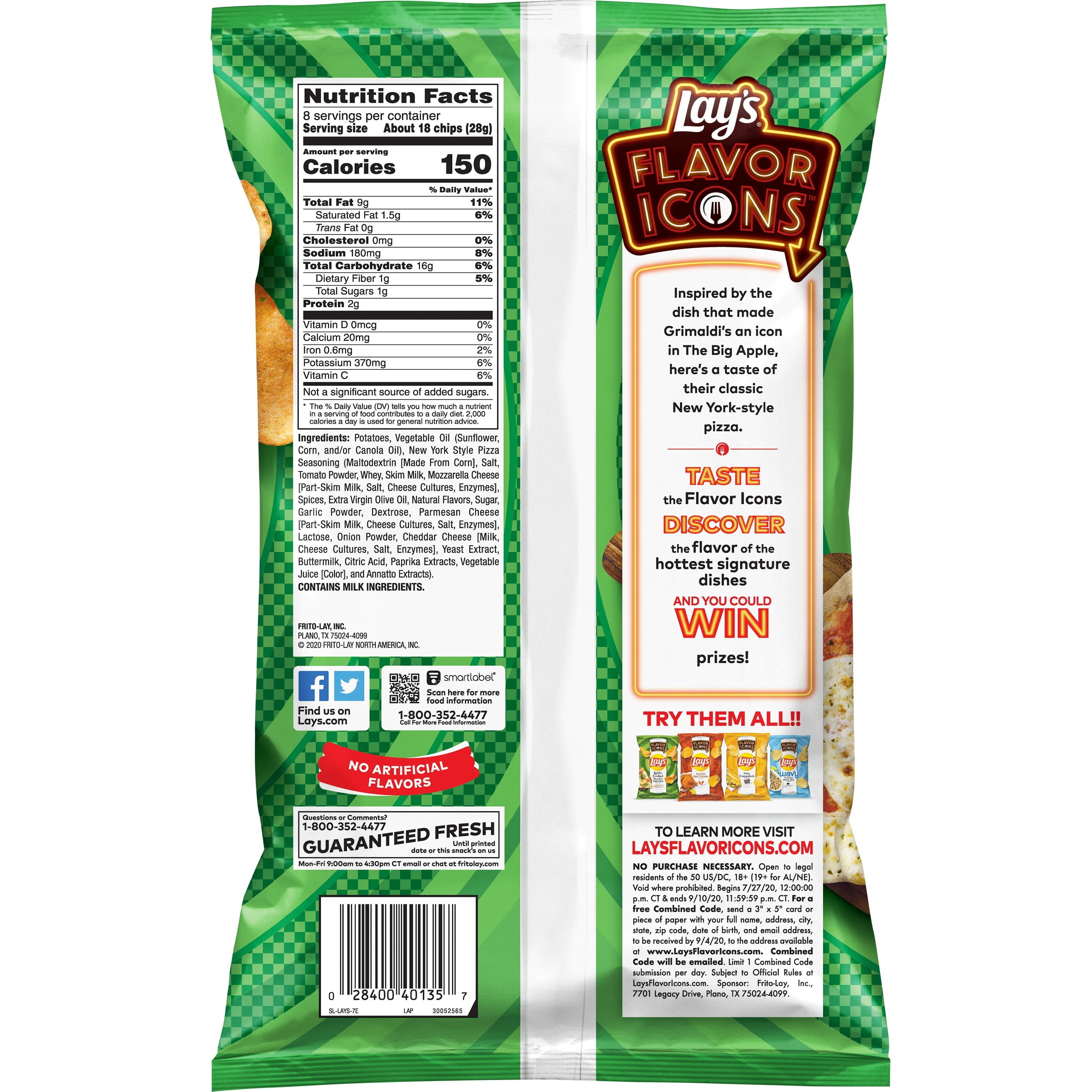 Lay's Kettle Cooked Potato Chips New York Style Pizza, 8 oz Bag