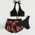 thumbnail image 5 of Traje de baño de 3 piezas con cintura alta y tirantes cruzados para mujer Fridja  nalpqowj61349, 5 of 5