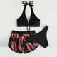 thumbnail image 5 of Traje de baño de 3 piezas con cintura alta y tirantes cruzados para mujer Fridja  nalpqowj61349, 5 of 5