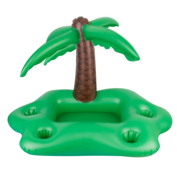 Pool Floats with Cup Holder Inflatable Tree and Small Umbrella Ice Tray Four-Hole Cup Holder, Water Floating Cup Holder Ice Bar Coolers Pool Float with Cup Holder
