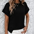 thumbnail image 2 of Trendy Ribbed Womens Tops Summer Short Sleeve Loose Casual T Shirts Tops, 2 of 6