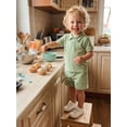 thumbnail image 5 of BemeyourBBs Toddler Baby Boy Summer Clothes Infant Baby Boy 2 Pieces Outfit Cotton Short Sleeve Solid Color Lapel Collared Shirt Tops and Shorts Set, 5 of 9