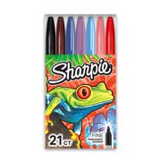 Sharpie Permanent Markers, Fine Point, Assorted, 21 Count