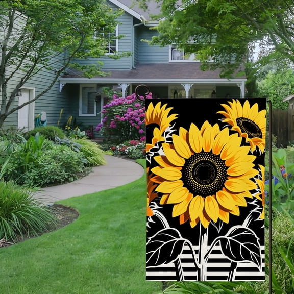 Spring Summer Garden Flag Double Sided Stylish Sunflowers Welcome Yard House Outside Outdoor Decoration,12*18 inch