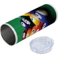 thumbnail image 5 of Manly 20 Oz Skinny Tumbler, Billiard Pool Balls Arrangement Snooker Contest Beginning Entertainment Game Print, Leak-Proof Straw Lid and Brush Vacuum Insulated for Outdoor Use, Green Yellow, 5 of 6