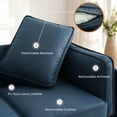thumbnail image 5 of 60" Modern Sofa Mid-Century ,Faux Leather Loveseat Small Couch for Small Space,Easy to install, Blue, 5 of 5