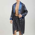 thumbnail image 5 of Christmas Clearance! ZVNAΖH Mens Silk Robes with Shorts Set 2 Packs Long Sleeve Bathrobe Soft Pajamas Set Loungewear with Pockets, 5 of 6