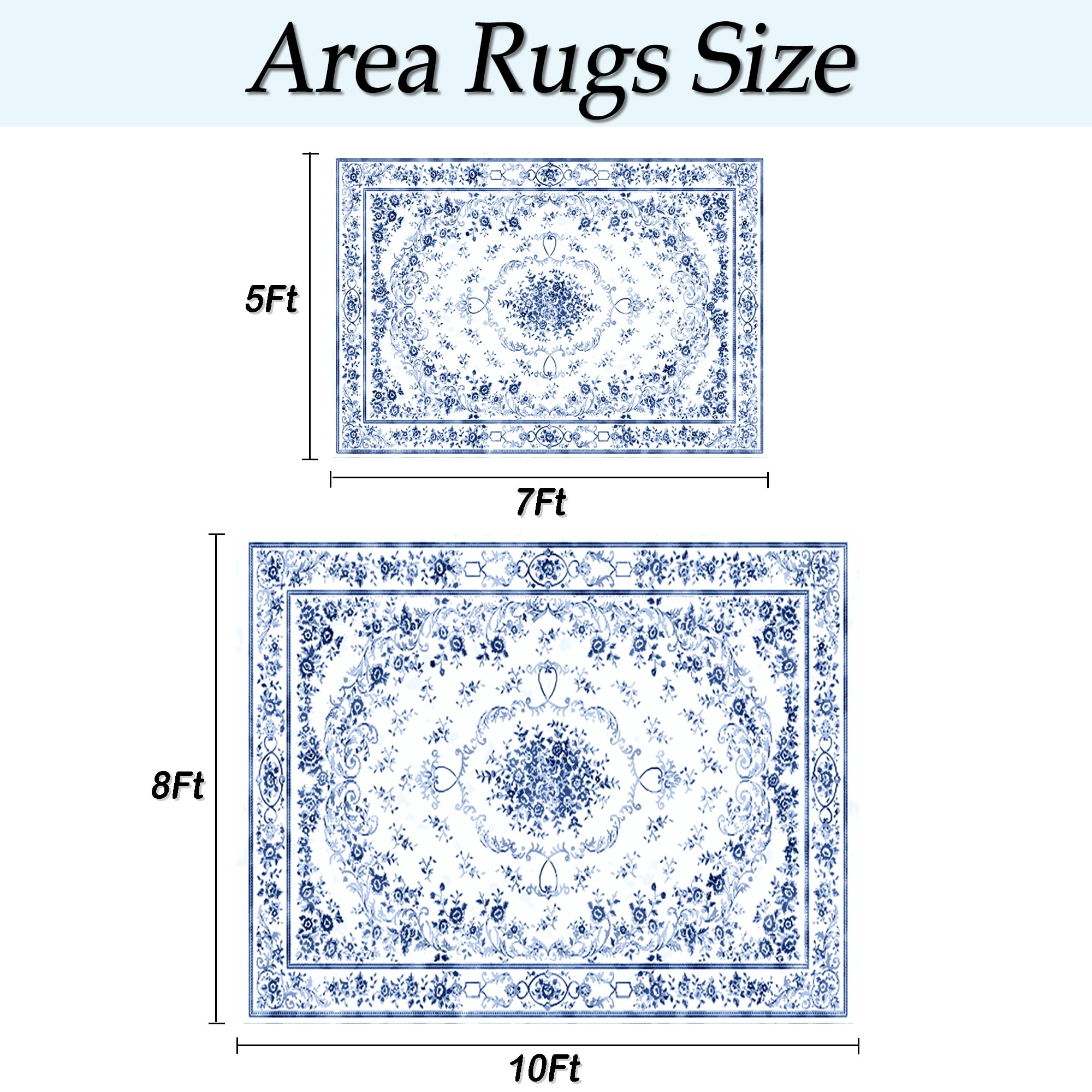 Artnice Floral Rugs for Living Room 5x7, Machine Washable Area Rugs Non Slip, Boho Vintage Indoor Carpet Mats for Home Decor