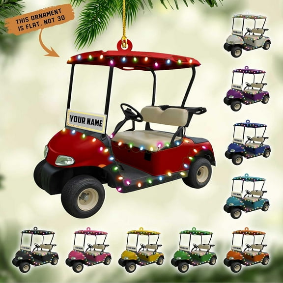 Personalized Golf Bag Christmas Ornaments Gift for Golf Lover Custom Golf Bag Ornament Ornament for Christmas Tree Hanging Gifts Golf Gifts for Men Dad Golf Cart Ornament (GCO15) - 3292 (Red)