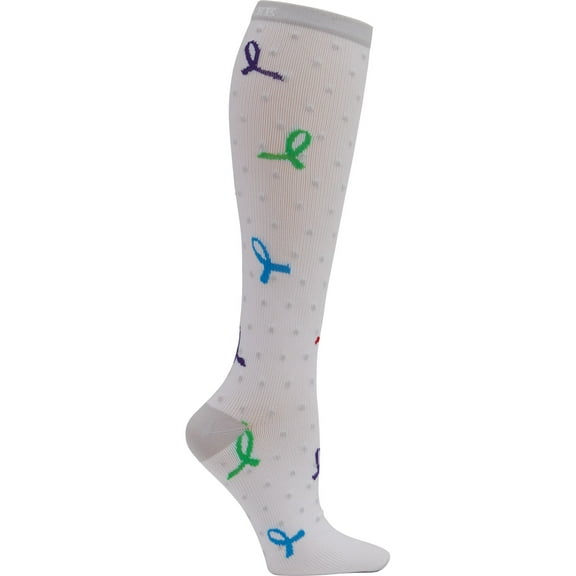 Cherokee Printsupport for Women 12 mmHg Support Socks, Plus Tall, Dots and Awareness
