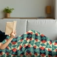 thumbnail image 3 of Geometric Soft Flannel Fleece Blanket, Vintage Rhombus Pattern with Small Triangles in Retro Tones Colorful Grid Design, Cozy Plush for Indoor and Outdoor Use, 60" x 80", Multicolor, by Ambesonne, 3 of 5