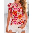 thumbnail image 3 of Blusa PRETTYGARDEN de chifón de manga corta con volantes para mujer, 3 of 9