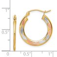 thumbnail image 4 of Primal Gold 14 Karat Yellow Gold with White and Rose Rhodium Diamond-cut Hoop Earrings, 4 of 4