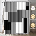 FRAMICS 16 Pc Gray Geometric Shower Curtain & Rug Set, Checkered
